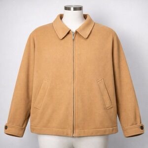 Baracuta Cashmere Wool Bomber Jacket 2XT Brown Tan Soft Gold Lined Bulgaria READ